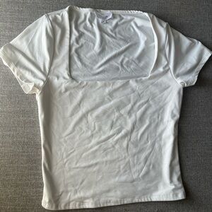 Live in the Moment Chic White Square Neck Women's Top Size M
